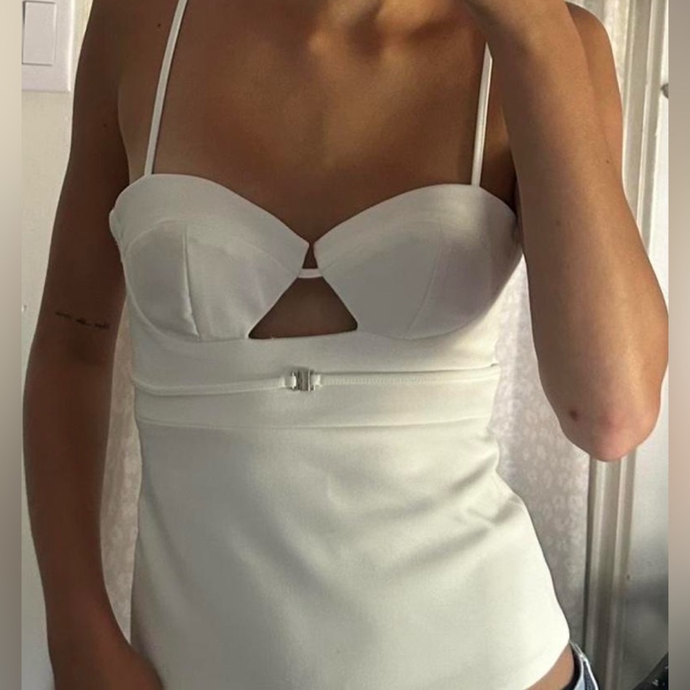 Zara White Bustier Crop Top